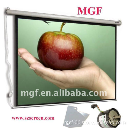 120'' 16:9 slap-up Electric screen with remote control matte white fabric ceiling mount or wall mount motorized projector screen